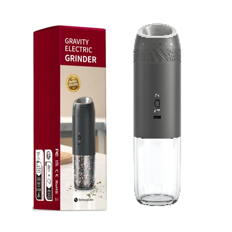 1/2PCS Electric Salt And Pepper Grinder with LED Light Gravity Sensing Adjustable Spice Mills Cordless Automatic Kitchen Gadget - AMULET RING STORE