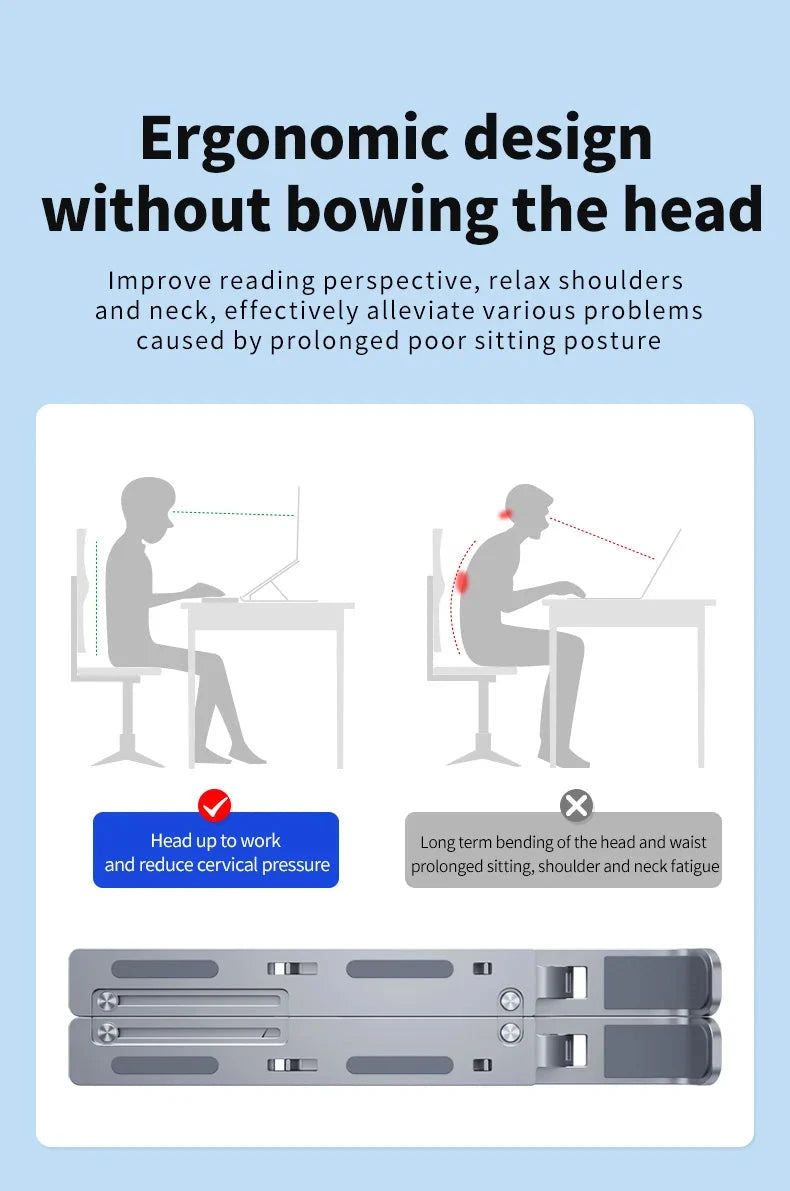 Metal Portable Foldable Laptop Stand Adjustable Notebook Holder Aluminum AD028 - AMULET RING STORE