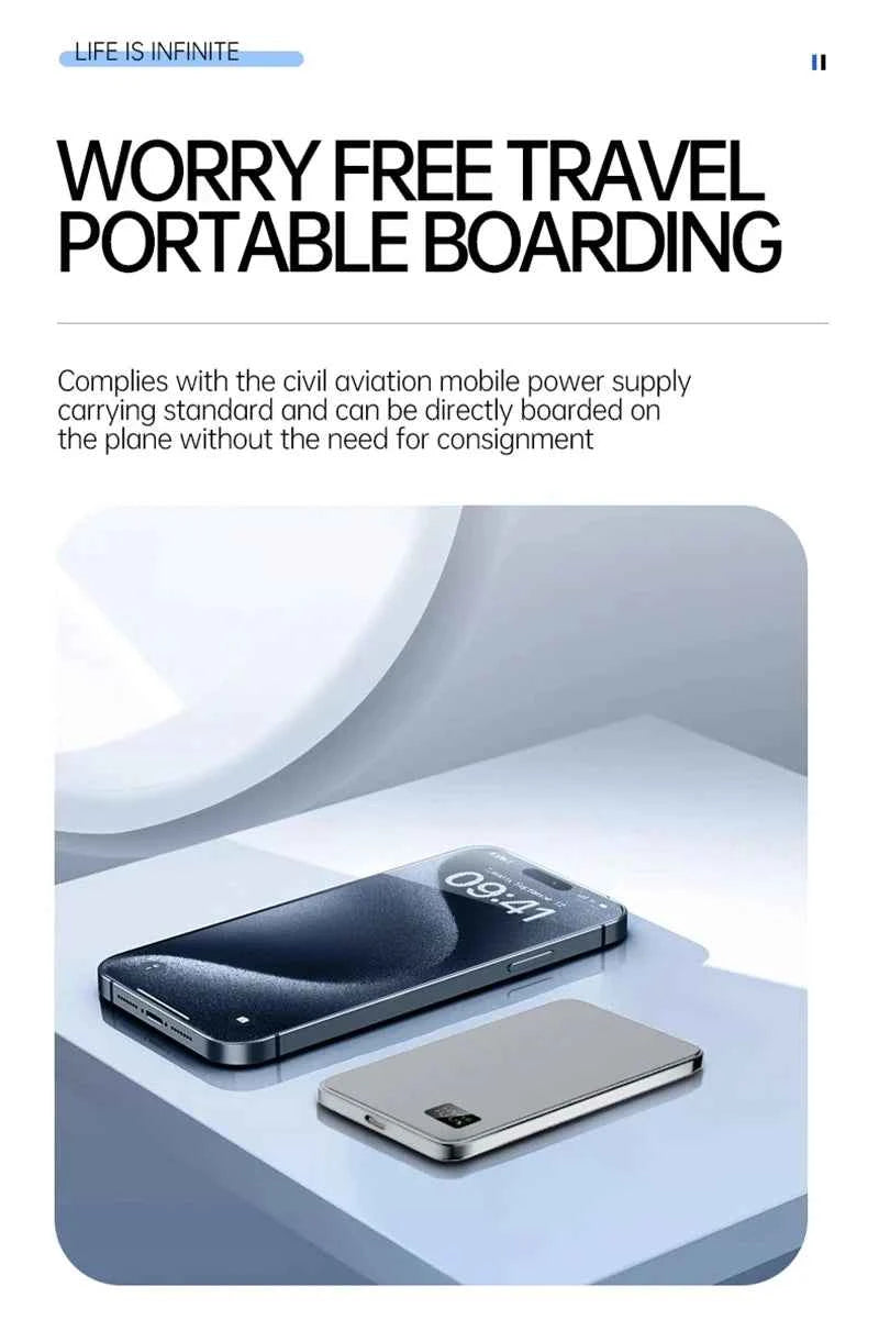 Xiaomi MIJIA 50000mAh Ultra Thin Power Bank for Magnetic Wireless Fast Charging LED Display Portable Battery For iPhone Samsung