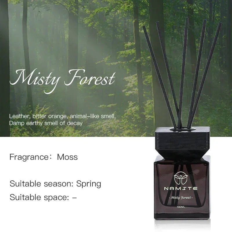 NAMSTE 100ML Fireless Reed Diffuser Oil Fragrance Replacement Stick Aroma Oil Reed Diffuser Set Scent Air Purifier For Home - AMULET RING STORE
