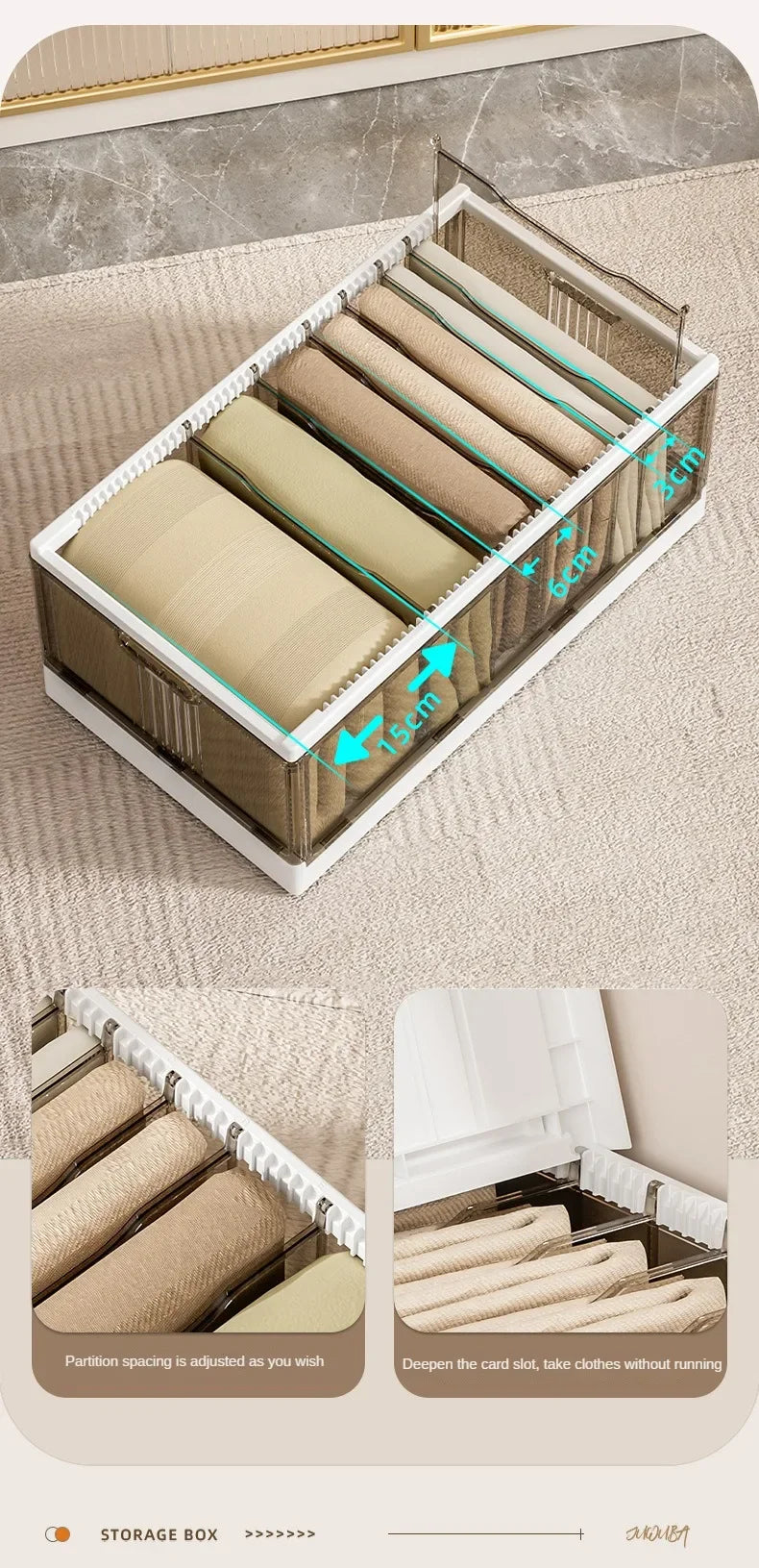 Large-capacity Clothes Organizer Household Closet Layered Pull-out Partition Organizer Box Foldable Dust Pants Organizer Box - AMULET RING STORE