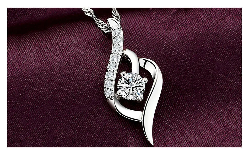 ZDADAN 925 Sterling Silver Heart Amethyst Necklace For Women Fashion Wedding Jewelry