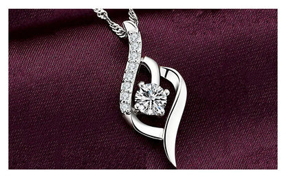 ZDADAN 925 Sterling Silver Heart Amethyst Necklace For Women Fashion Wedding Jewelry