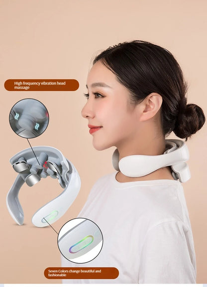 Neck Massage Intelligent Charging Heating Hot Pressing Magnetic Pulse Fashion Multi User Usage Portable Pulse Neck Massager