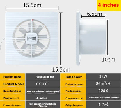 220V 4/6/7inch 110/150/180mm silence Ventilating Strong Exhaust Extractor Fan for Window Wall Bathroom Toilet Kitchen Mounted - AMULET RING STORE