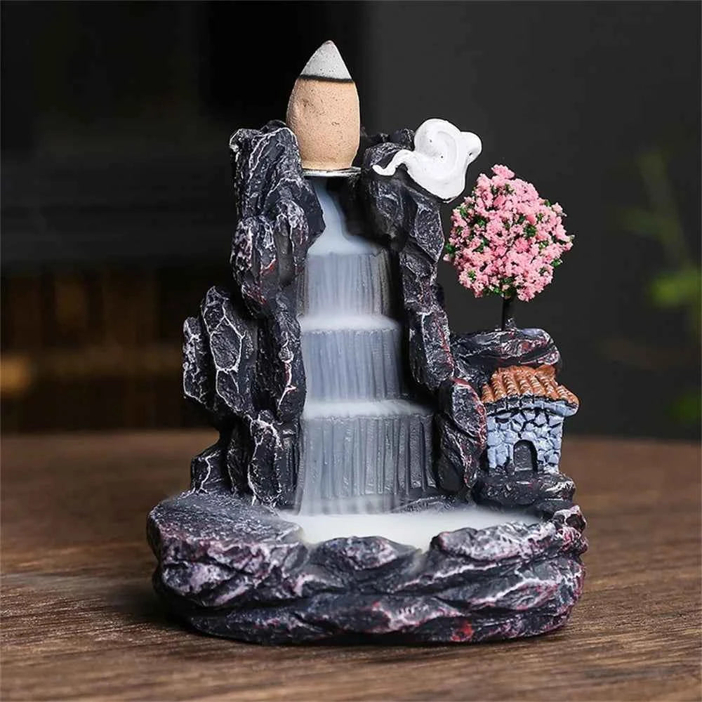 Waterfall Incense Burner Backflow Aromatherapy Home Decor Ornament with Incense Cones - Home Decorative Accessories - AMULET RING STORE