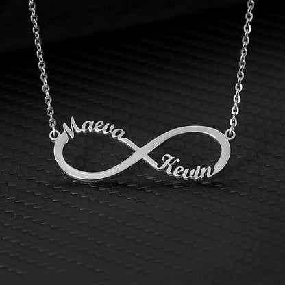 Custom Double Heart Two Names Infinity Necklaces For Women Stainless Steel Customized Necklace Pendant Personalized Jewelry Gift