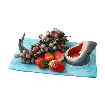 Unique Shark Shape Plate Funny Decorative Ceramic Sushi Plates For Dessert,Cheese Snacks,fruits,vegetable Home Decor Access J6A1 - AMULET RING STORE