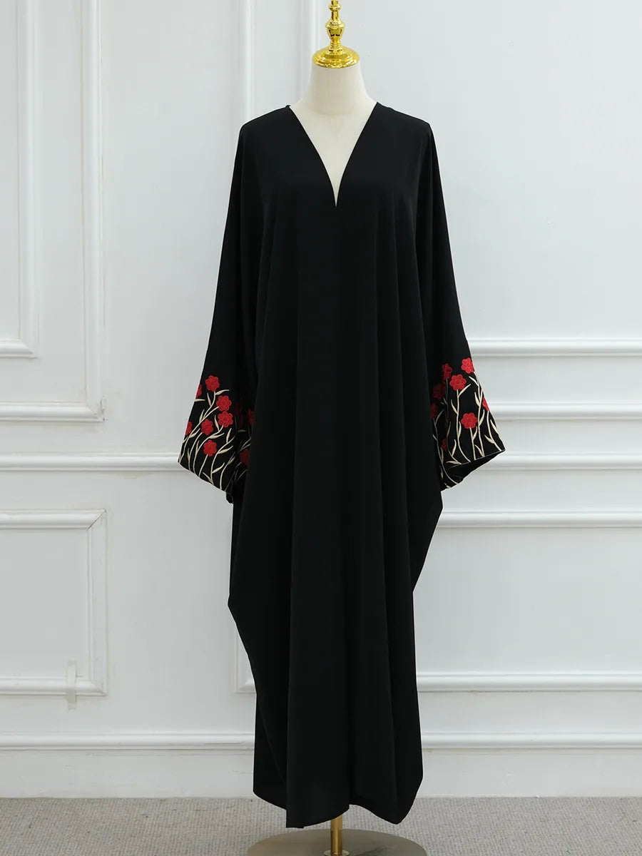 Muslim Women Dubai Abaya luxury embroidery Floral Long Dress Kaftan Flower Ramadan Robe Femme Islam African Dresses Kebaya - AMULET RING STORE