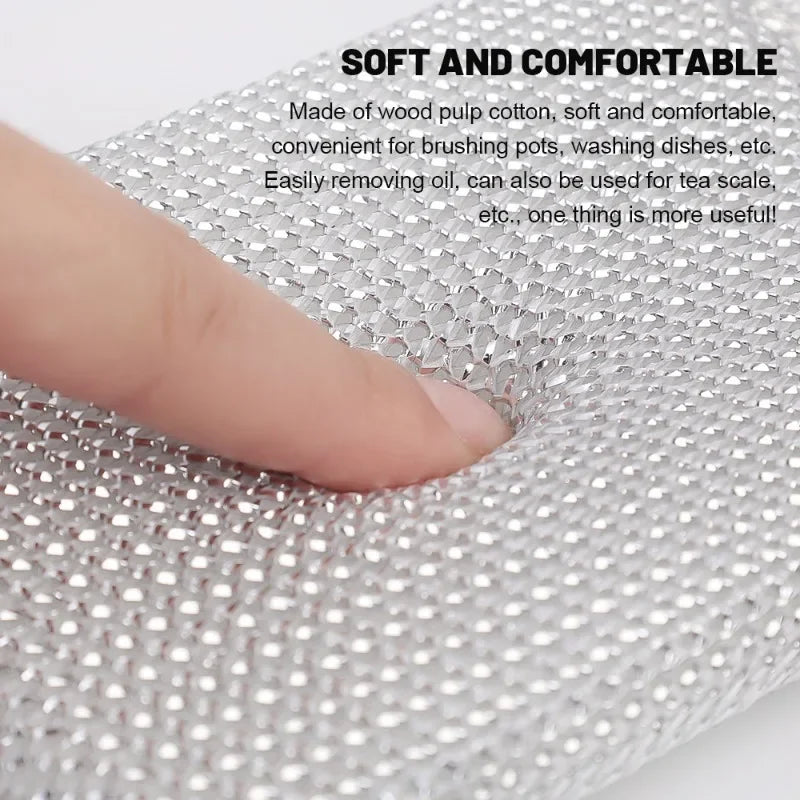 Steel Wire Cleaning Sponge Double Sides Dishwashing Sponges Reusable Kitchen Scouring Pad Household Clean Tool Washing Brush