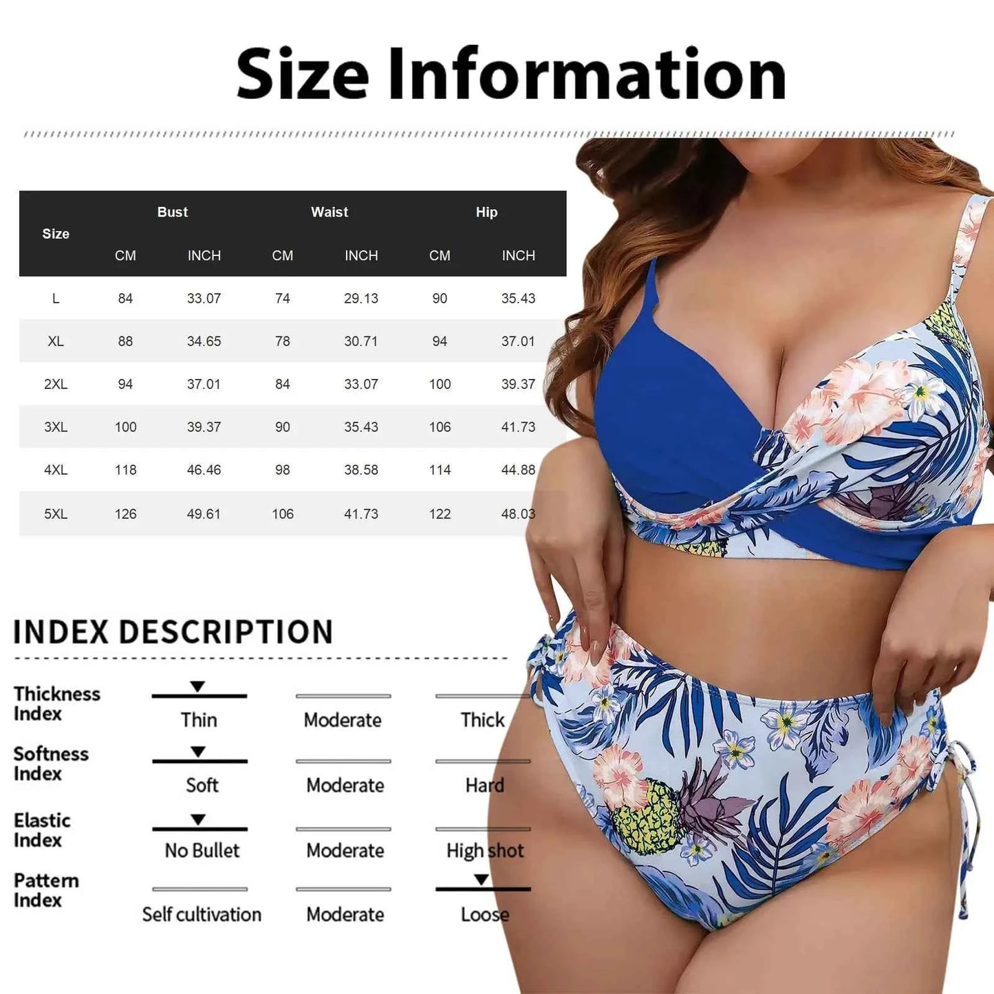 2024 New Plus Size Bikini Sets For Women Swimsuit Large Bathing Suits Two-Piece High Waist Push Up Bikini Set Sexy Separate