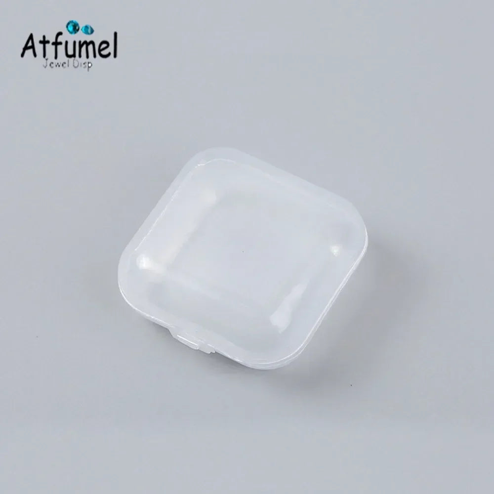 Transperant Square Diamond Jewelry Storage Box Stone Display Case Round Gemstone Organizer 1Pc Small Coin Ring Travel Gift Box - AMULET RING STORE