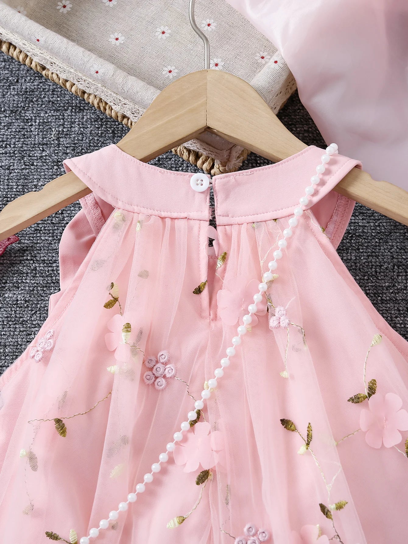Girls summer fashion lady three-dimensional flower mesh bow decorative halter dress with bag