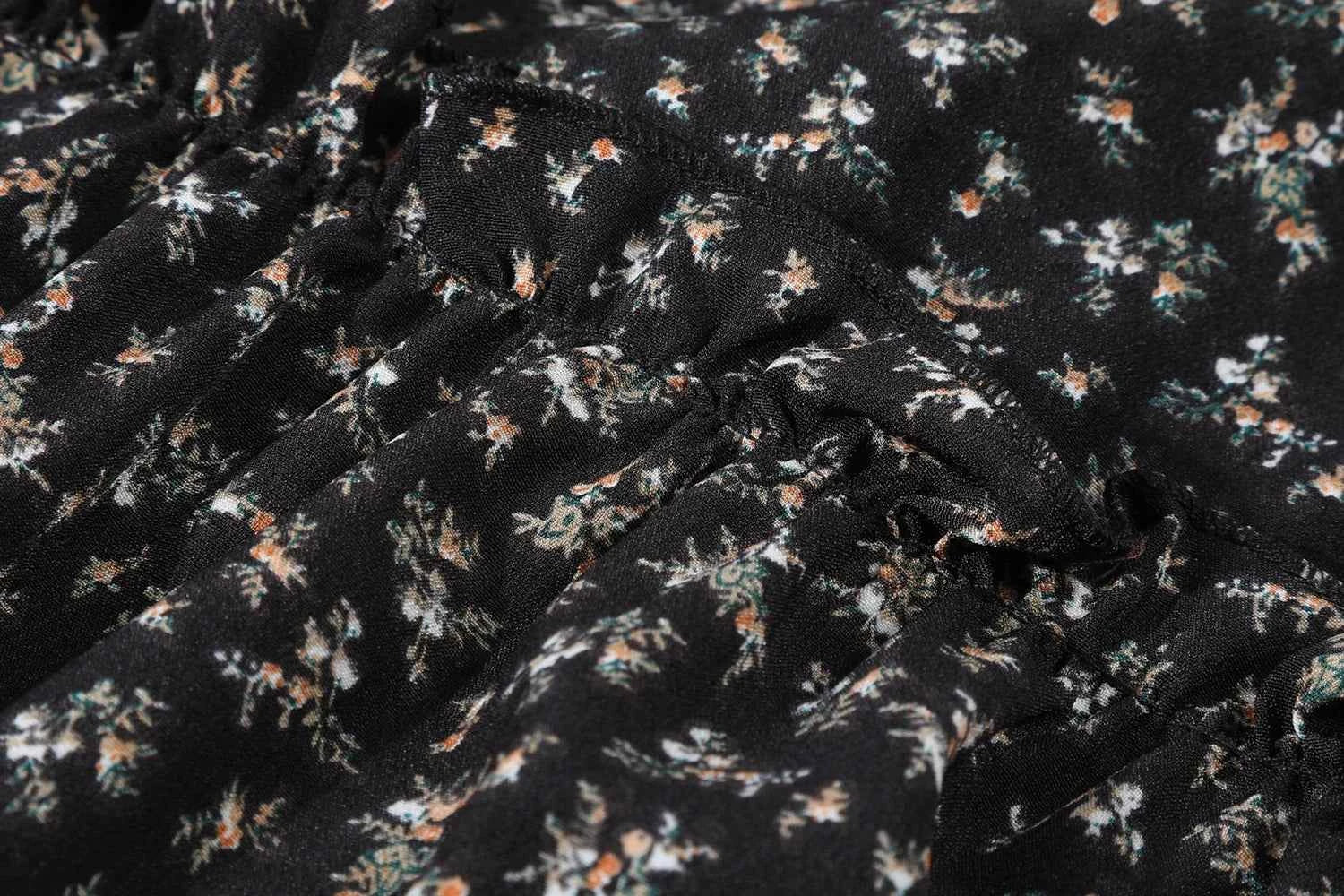 High Waist Vintage Floral Printed Women's Umbrella Skirts 2025 New Spring Autumn Black Casual Loose Straight A-line Skirt Female