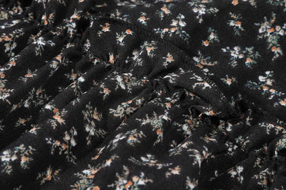 High Waist Vintage Floral Printed Women's Umbrella Skirts 2025 New Spring Autumn Black Casual Loose Straight A-line Skirt Female