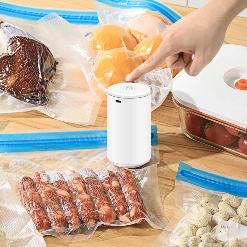 Cordless Electric Vacuum Bag Sealer Pump, Portable USB Charge Vacuum Compression Machine for Food Clothes Storage Bags - AMULET RING STORE