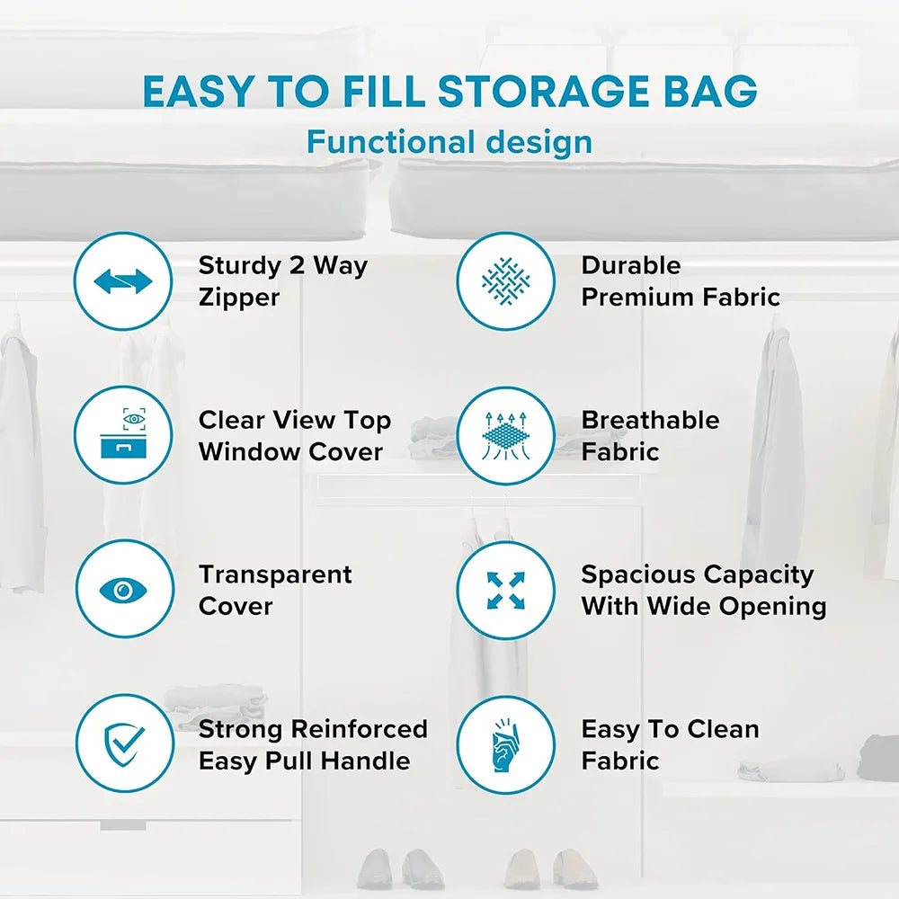 Foldable Under Bed Storage Containers with Clear Window Underbed Toy Organizers and Clothing Storage Bags Closet Storage Bins - AMULET RING STORE