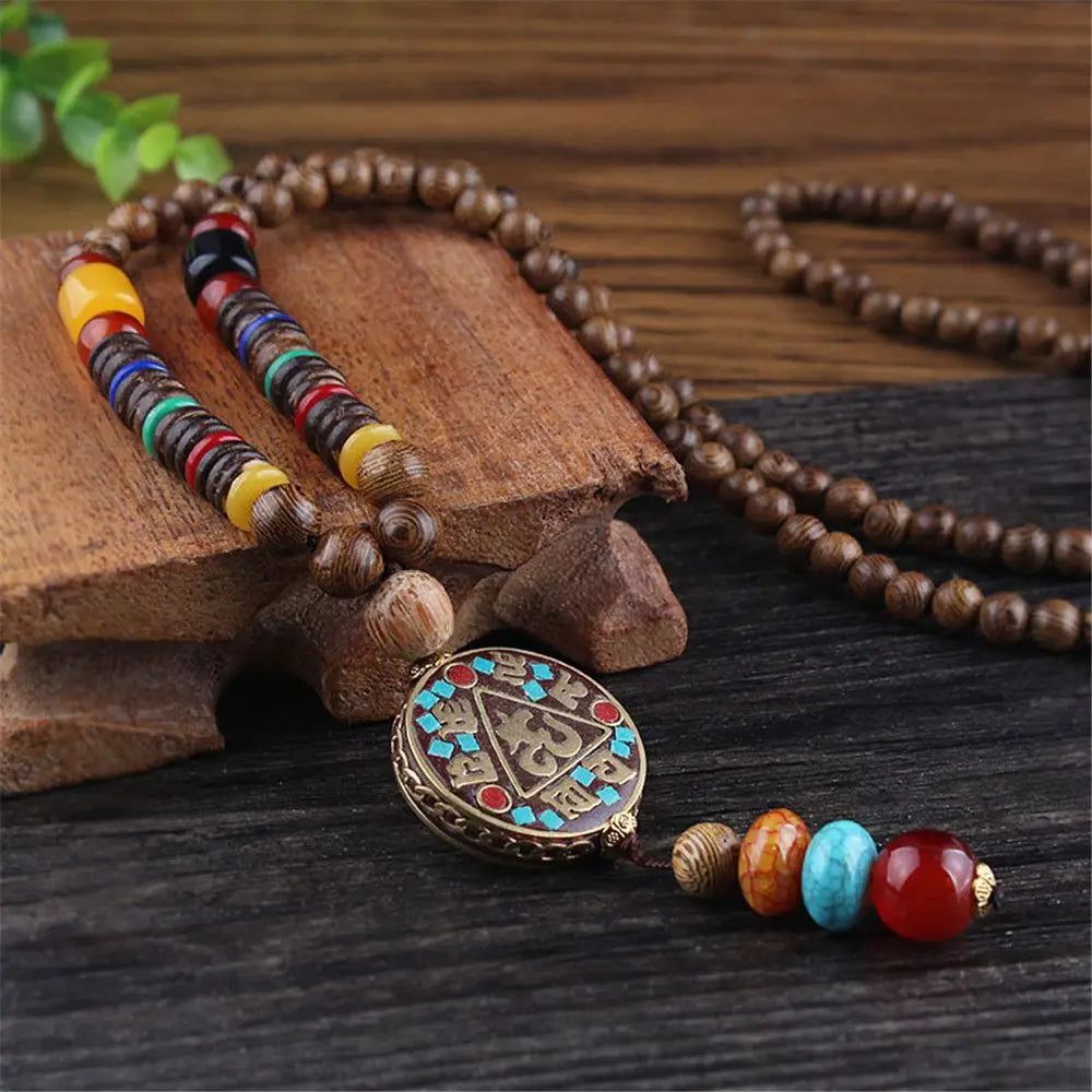 Fashion Long Sweater Pendant Chain Wooden Beaded Tassel Boho Bohemian Necklace Jewelry Nepal Wood Beads Pendant Necklace
