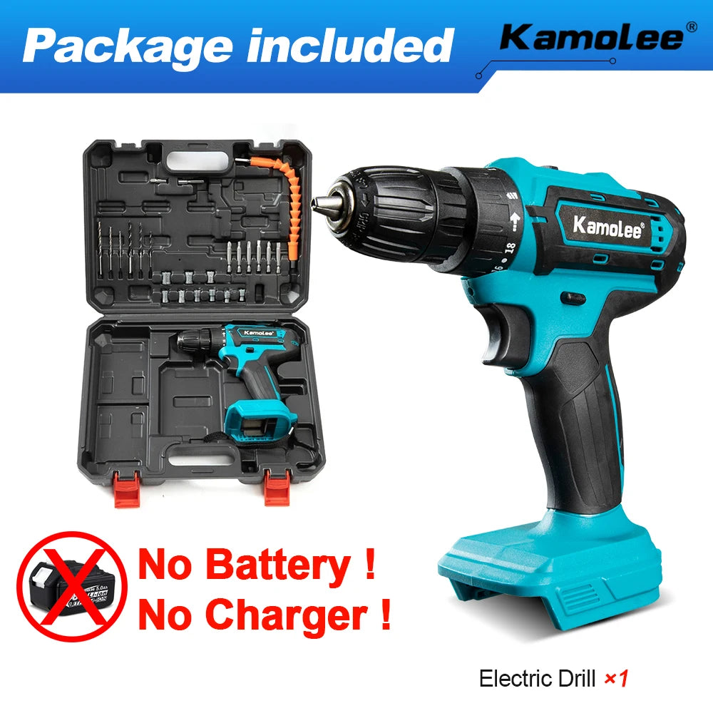 Kamolee 10mm Cordless Electric Impact Drill Electric Screwdriver Home DIY Power Tools For Makita 18V Battery - AMULET RING STORE