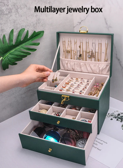 Three-layer Jewelry Storage Box for High-end Exquisite Necklaces, Earrings,Gold Jewelry and Hand Accessories with Large Capacity - AMULET RING STORE