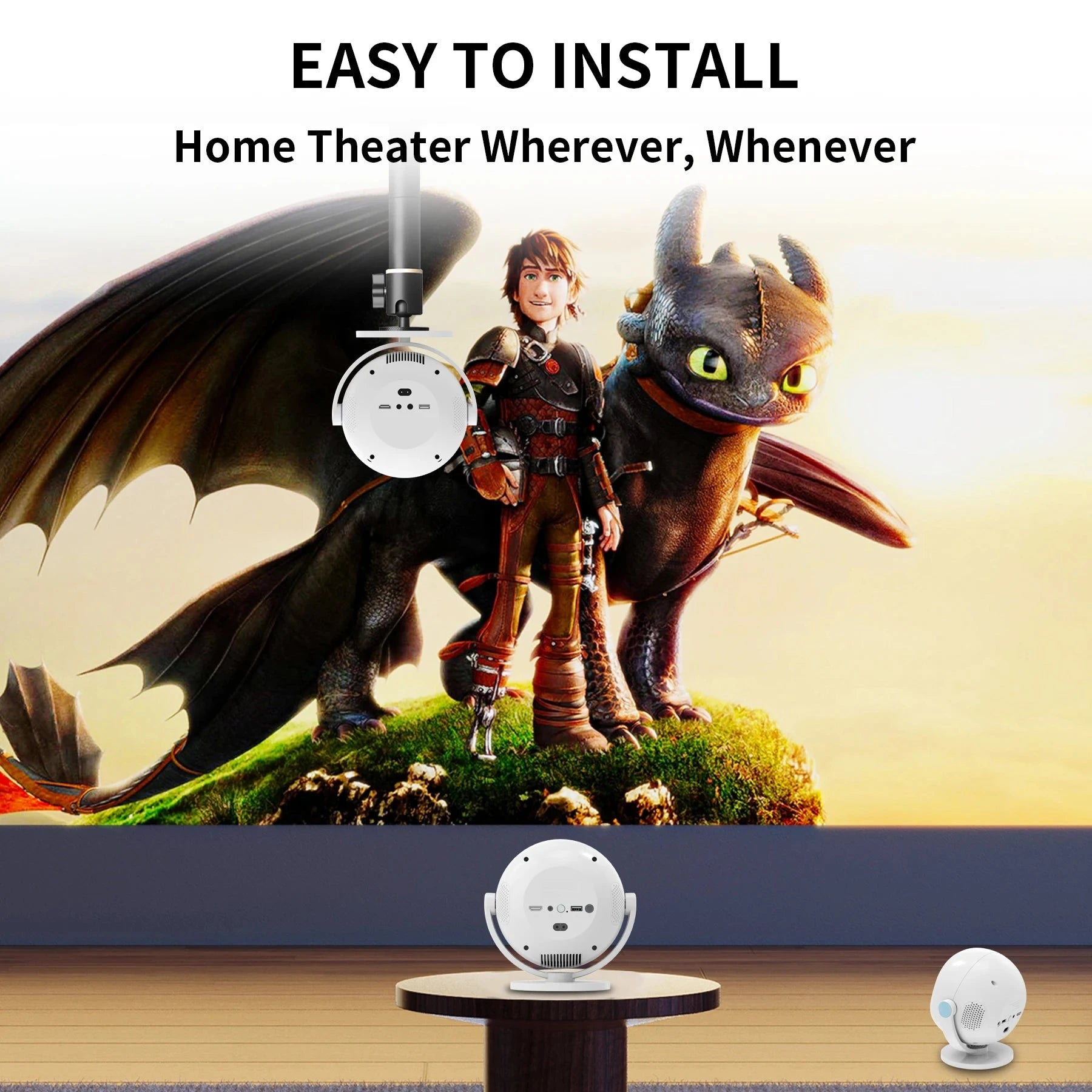 Salange P360 Portable Projector Electronic Eye Design HD 720P Android11 Bluetooth 4.2 Dual WiFi 6 for Cinema Outdoor Proyector