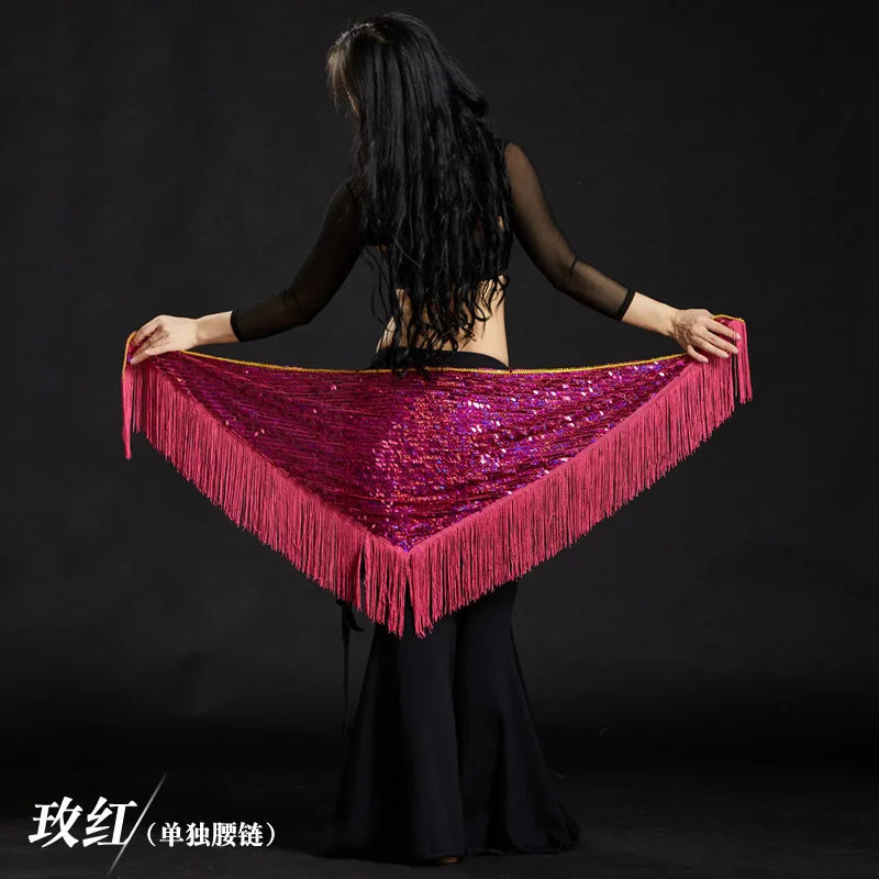 Wholesale Cheap Sexy Women Girls Sequin Triangle Shawl Hip Shawl Belly Dance Belts - AMULET RING STORE