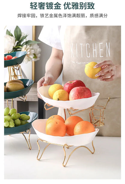 2/3 Layer Table Plates Dinnerware Wooden Kitchen Fruit Bowl with Floors Partitioned Dish Candy Cake Trays Fruit Plate Salad Bowl - AMULET RING STORE