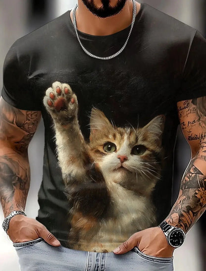 Men's Animal Funny T Shirt Short Sleeve T shirt 3D Print O-Neck Shirt Exaggerated Designer Party Summer Casual Clothing Apparel - AMULET RING STORE