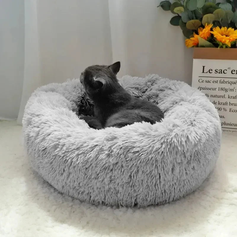 Round Cat Beds House Soft Long Plush Best Pet Dog Bed For Dogs Basket Pet Products Cushion Cat Bed Cat Mat Animals Sleeping Sofa - AMULET RING STORE