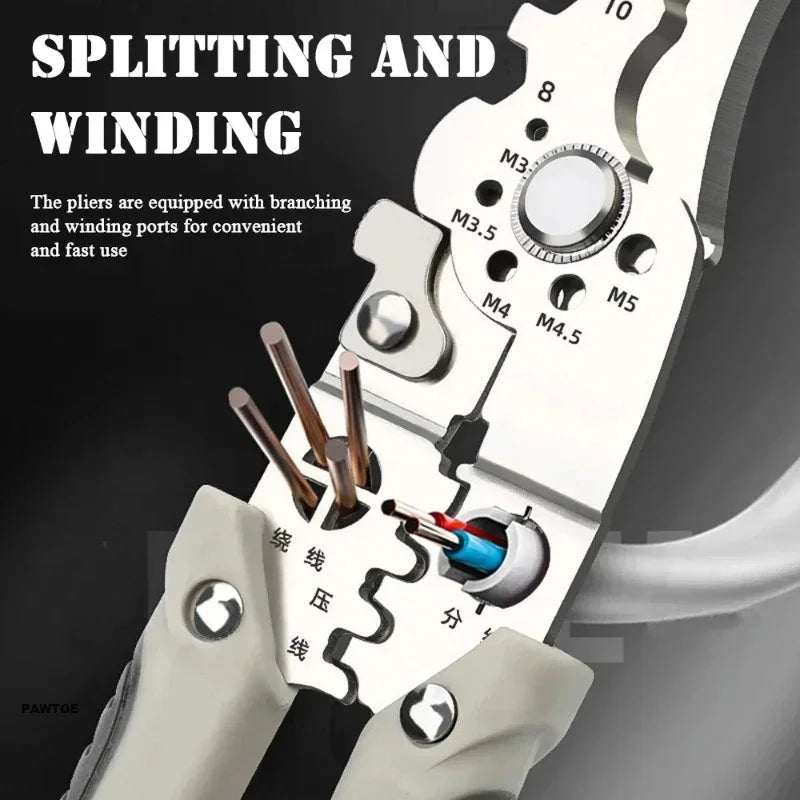 Multifunctional Electrician Pliers, 6-in-1 Wire Stripper Separator, Cutting and Crimping Tool for Cable Repair and Installation - AMULET RING STORE