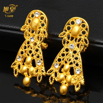 XUHUANG Luxury Dubai Crystal Gold Color Necklace Sets For Women Wedding African Jewelry Set Indian Jewellery Anniversary Gifts