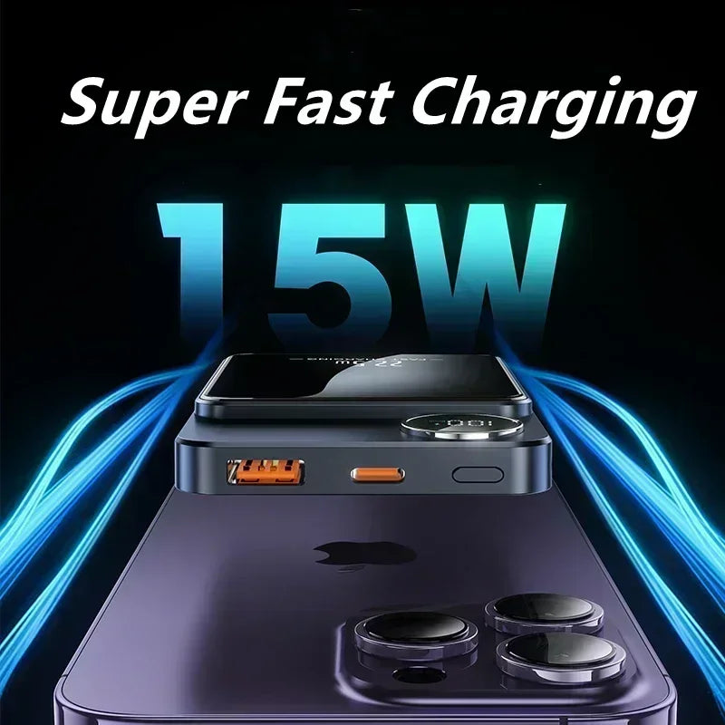30000mAh MagSafe Power Bank - 15W Magnetic Wireless Charger with PD Fast Charge for iPhone 15/14/13 (Qi-Certified for Android) - AMULET RING STORE