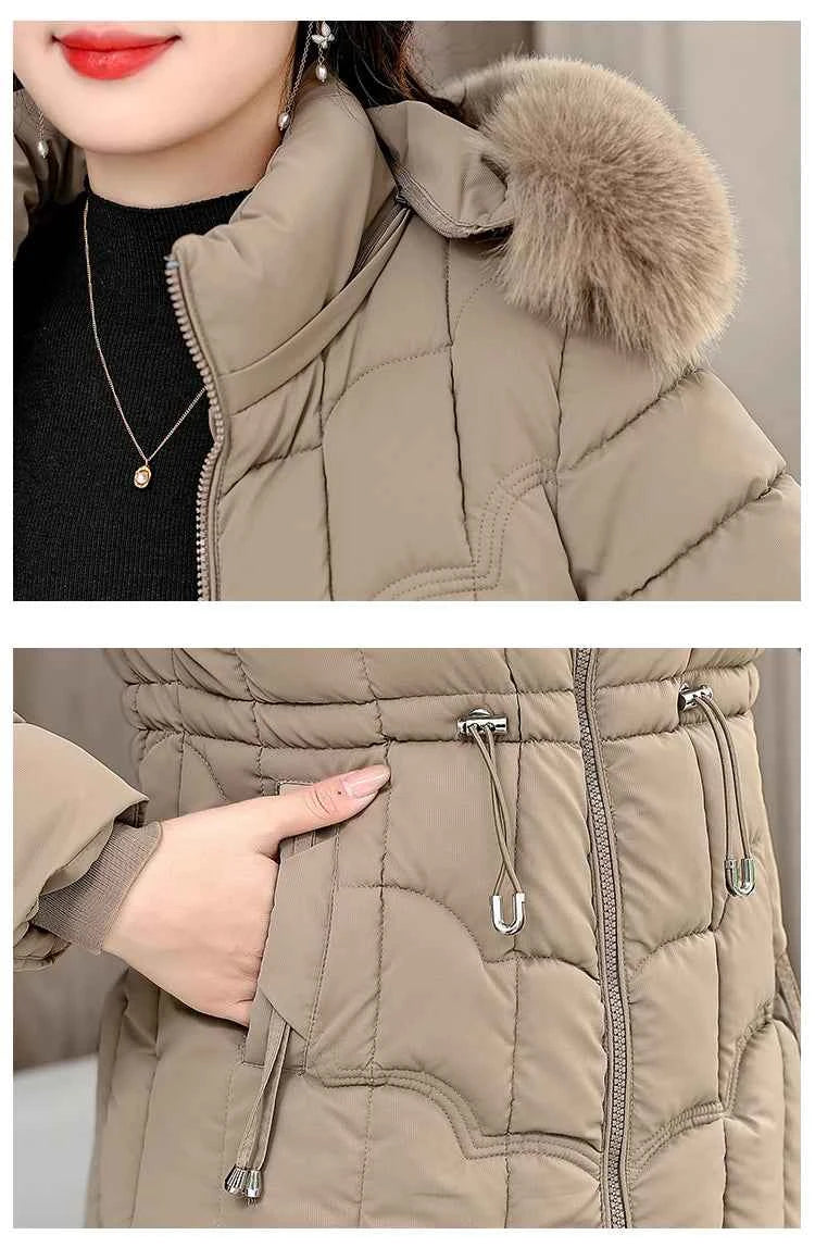 Winter 2025 New Down Jacket Women Parkas Fashion High-Quality Warm Cotton Padded Coat Ladies Short Overcoat Hooded Overwear Tops