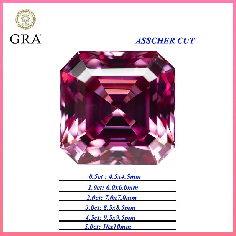 Pink Moissanite Stones with GRA Certificate Round/Pear/Oval/Emerald/Heart/Cushion/Princess/Asscher/Radiant Cut