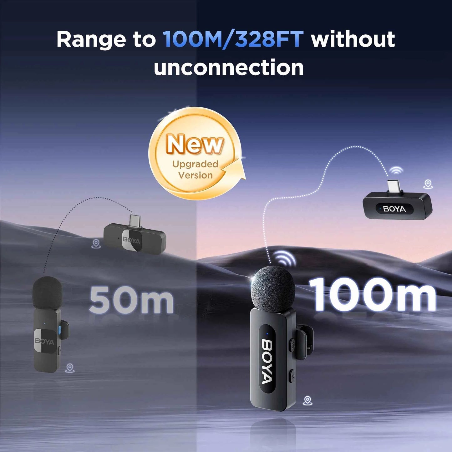 BOYA Wireless Lapel 2pcs Microphone for Android Smartphone Laptop - Omnidirectional USB C Condenser Video Recording Microphone