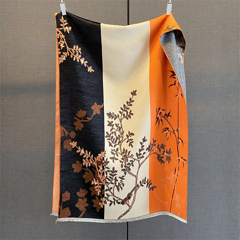 Travel Poncho Warm Cashmere Scarf Women 2025 Luxury Thick Blanket Winter Bufanda Shawl Print New Wraps Pashmina Female Stoles - AMULET RING STORE