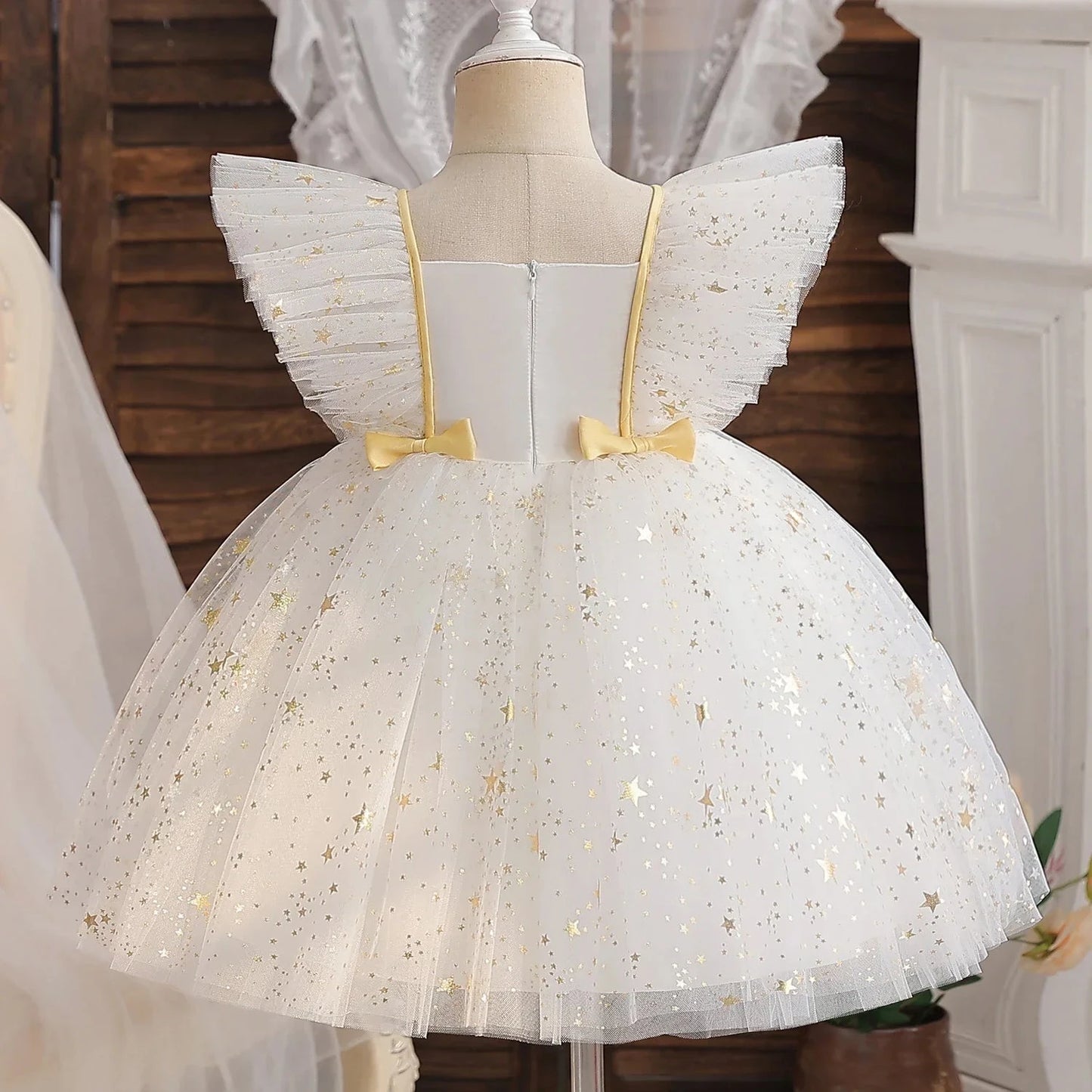 Wedding Birthday Dress for Flower Girls Kids Elegant Party Sequins Tutu Christening Gown 3-8 Yrs Children Formal Pageant Clothes - AMULET RING STORE