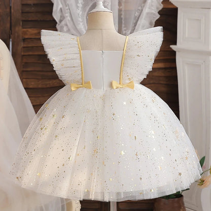 Wedding Birthday Dress for Flower Girls Kids Elegant Party Sequins Tutu Christening Gown 3-8 Yrs Children Formal Pageant Clothes - AMULET RING STORE