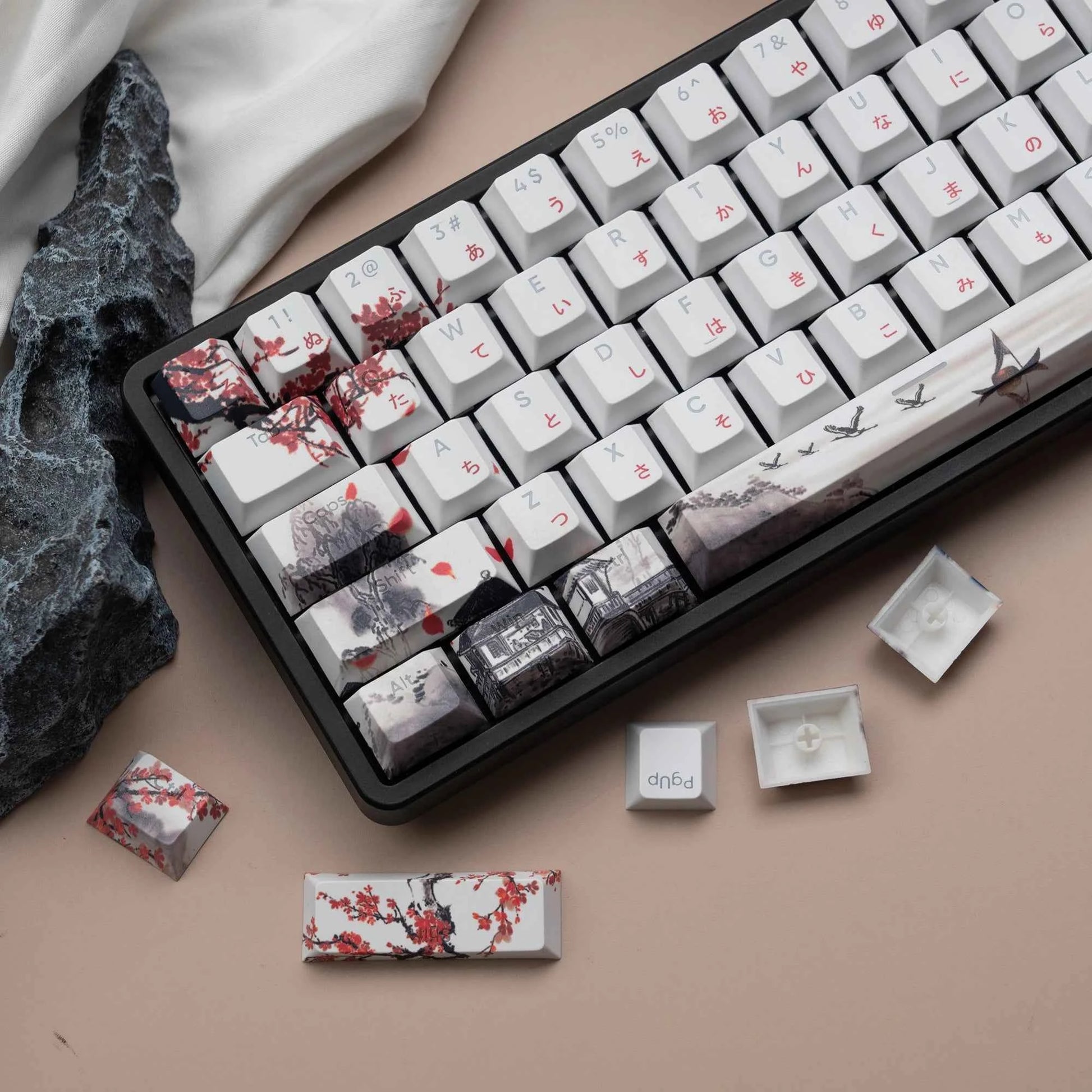 127 Keys Plum Blossom Top Backlit Cherry Profile Keycap PBT Keycap Dye-Sub Cherry MX Switches For Gamer Mechanical Keyboard