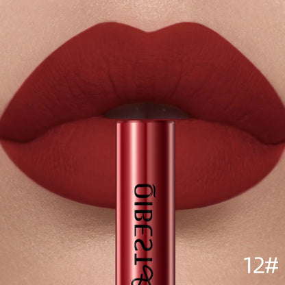 QIBEST Matte Liquid Lipstick Waterproof Long Lasting Velvet Lip Gloss Tint Tube Matte Nude Pigment Red Lipgloss Lips Makeup - AMULET RING STORE