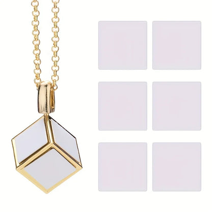 Custom 6 Pictures Fashion 6 faces Cube Necklace Pendant Unique, Gift for Father's Mother's Day Birthday Valentine's Day Wedding