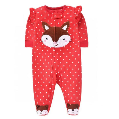 Newborn Infant Baby Girl Rompers 2024 Winter Autumn Warm Micro Fleece Animal Sleepsuit Animal Overall Babe Jumpsuits 0-12 Months - AMULET RING STORE