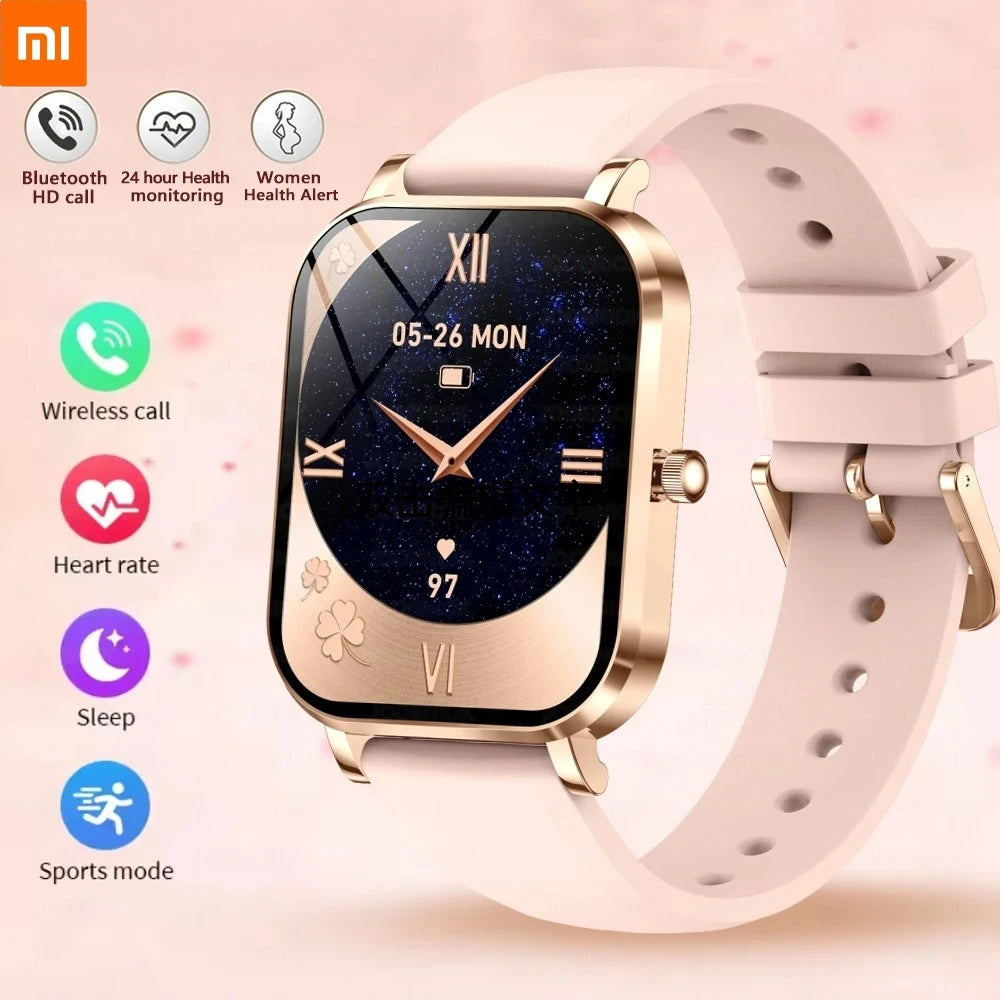 2025 New Xiaomi Fashion Women Smartwatch AMOLED HD Screen Heart Rate Blood Oxygen Monitoring BT Call Sports Smartwatch Woman