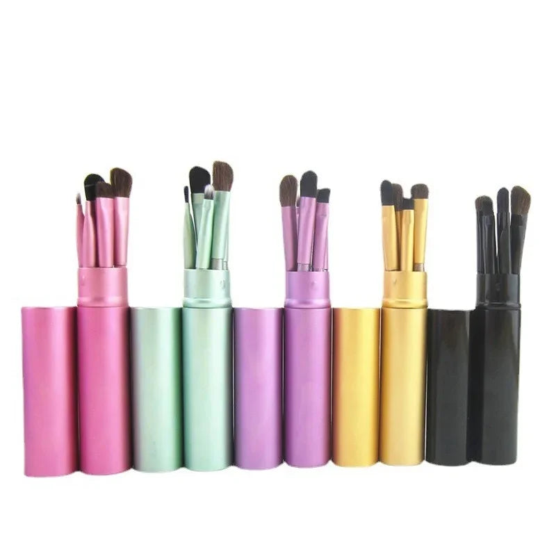 5pcs Professional Travel Portable Mini Eye Makeup Brushes Set Smudge Eyeshadow Eyeliner Eyebrow Brush Lip Make Up Brush Kit - AMULET RING STORE