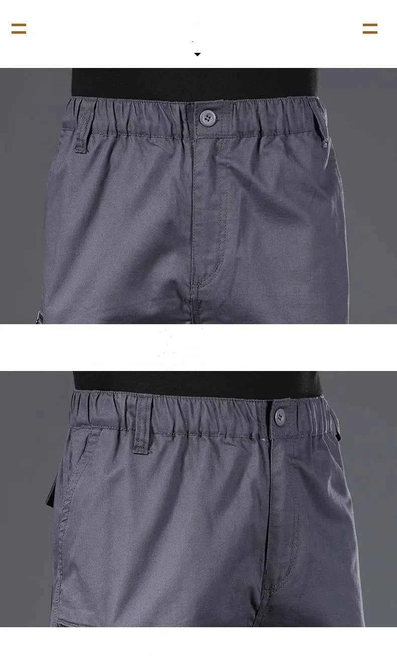 Knee Length Cargo Shorts Men's Summer Casual Cotton Multi Pockets Breeches Cropped Short Trousers Camouflage Shorts