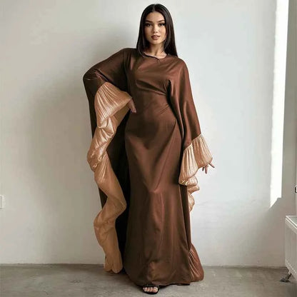 2025 Eid Arabic Muslim Women Modest Dress Luxury Dubai Abaya Islamic Party Lace-detailed Sleeves Robe Festival Turkey Outfit