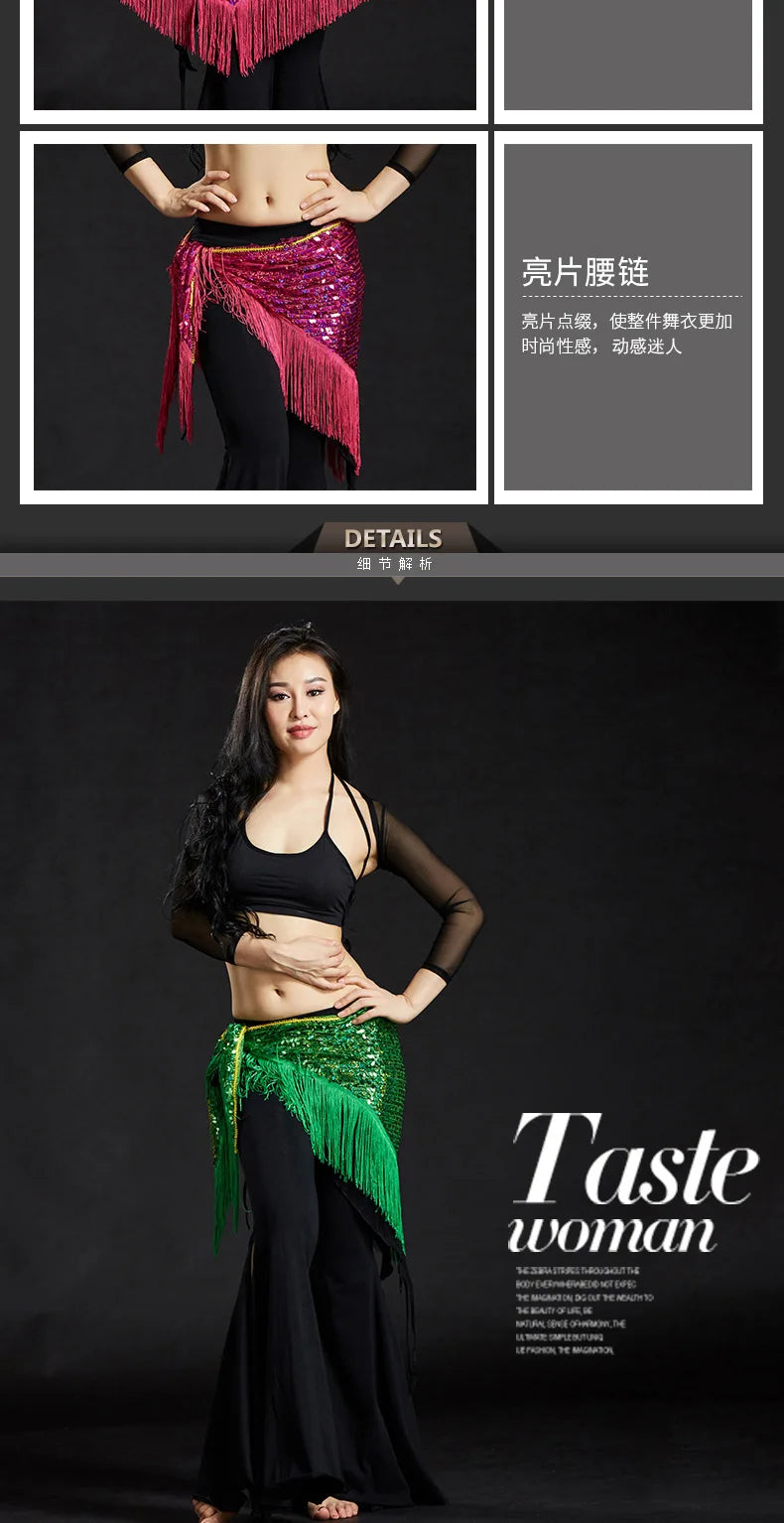 Wholesale Cheap Sexy Women Girls Sequin Triangle Shawl Hip Shawl Belly Dance Belts - AMULET RING STORE