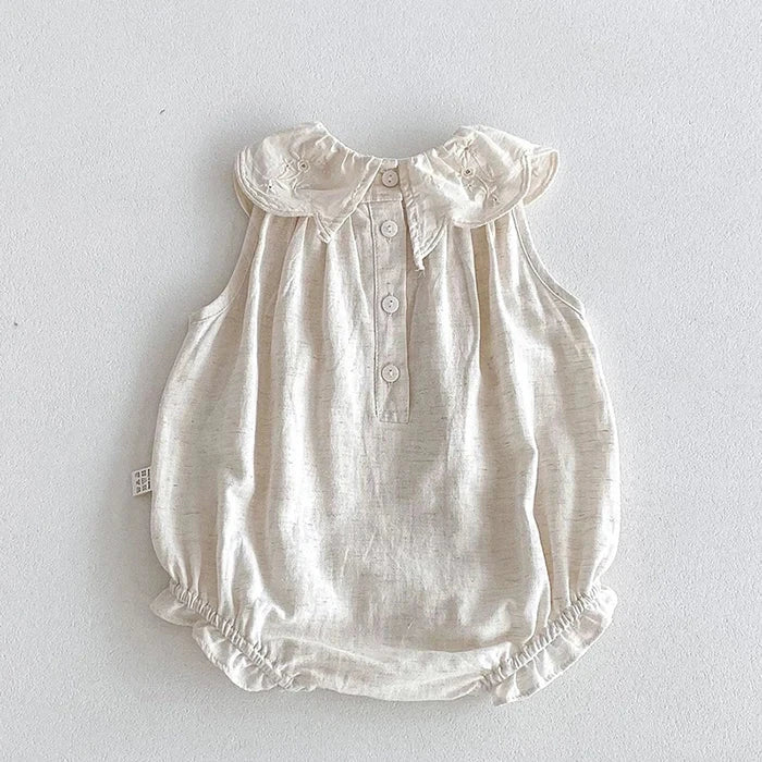 2024 New Summer Toddler Baby Girls Jumpsuit Sleeveless Cotton Solid Color Newborn Baby Girls Romper 0-24M Children Clothes - AMULET RING STORE