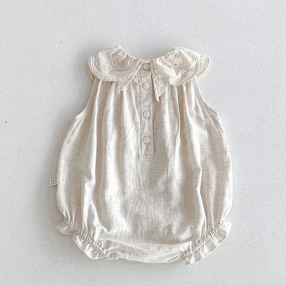 2024 New Summer Toddler Baby Girls Jumpsuit Sleeveless Cotton Solid Color Newborn Baby Girls Romper 0-24M Children Clothes - AMULET RING STORE