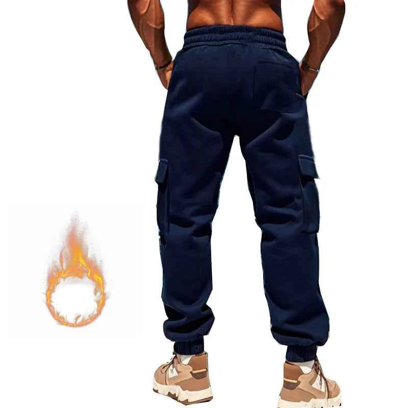 New autumn and winter velvet men's casual overalls multi-pocket pants large size sports casual trousers